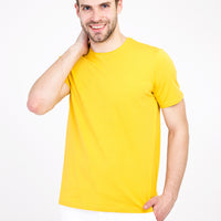 Koyu Sarı Bisiklet Yaka Slim Fit Dar Kesim Tişört