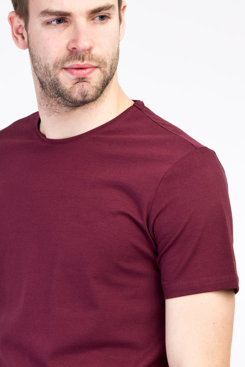 Vişne Bisiklet Yaka Slim Fit Dar Kesim Tişört