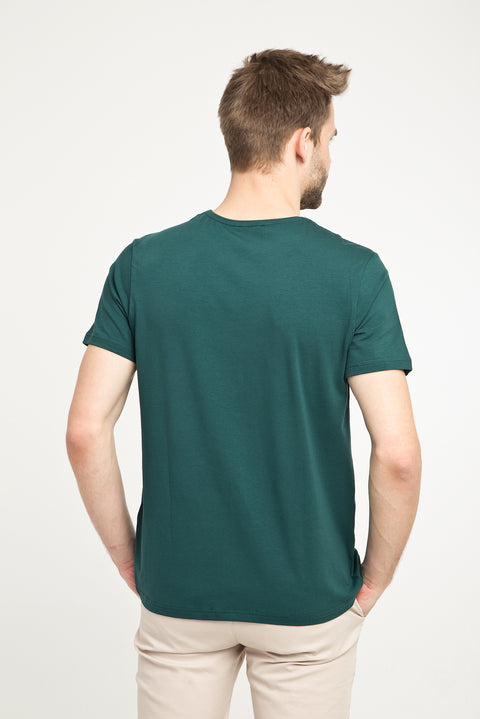 Zümrüt Yeşili Bisiklet Yaka Slim Fit Dar Kesim Tişört