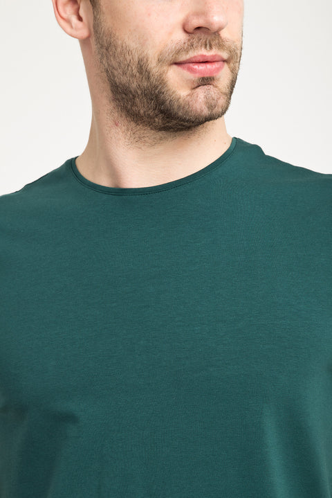 Zümrüt Yeşili Bisiklet Yaka Slim Fit Dar Kesim Tişört