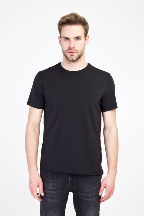 Koyu Antrasit Bisiklet Yaka Slim Fit Dar Kesim Tişört