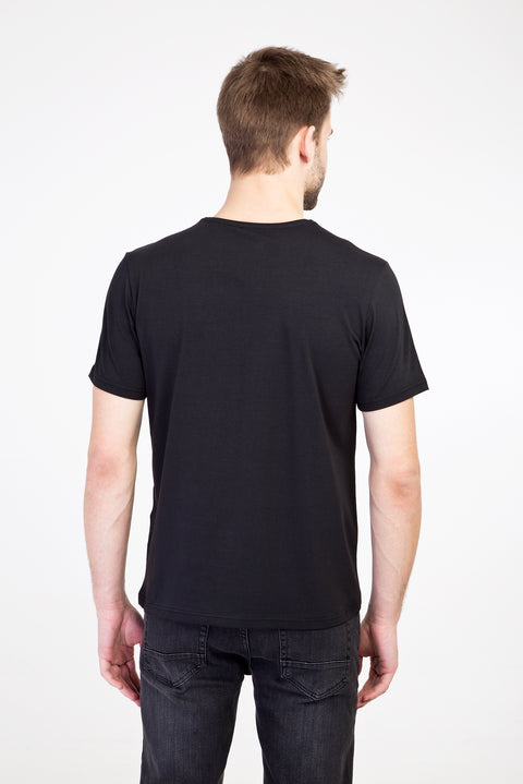 Koyu Antrasit Bisiklet Yaka Slim Fit Dar Kesim Tişört