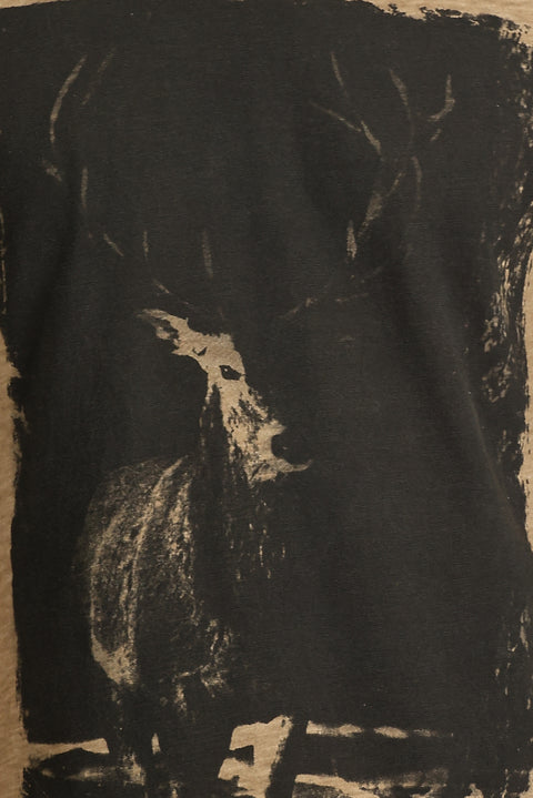 Orta Vizon Bisiklet Yaka Slim Fit Dar Kesim Baskılı Pamuk Tişört