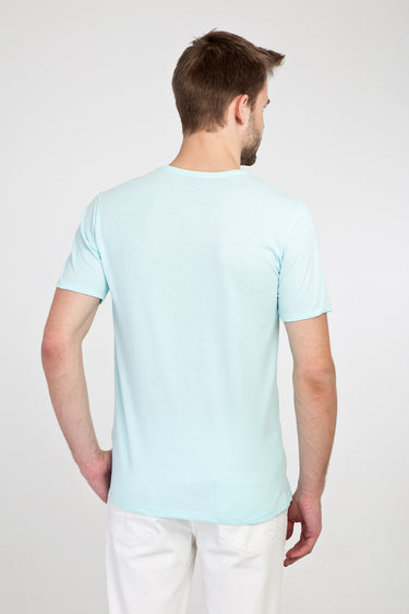 Su Mavisi V Yaka Slim Fit Dar Kesim Pamuk Tişört