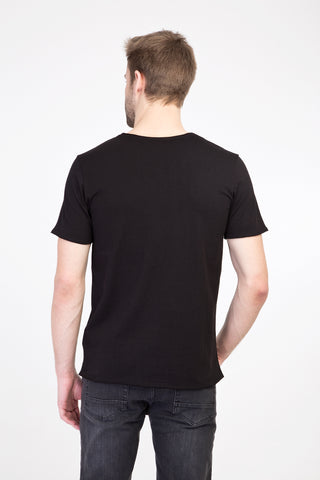  Siyah V Yaka Slim Fit Dar Kesim Pamuk Tişört