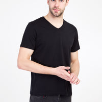Siyah V Yaka Slim Fit Dar Kesim Tişört