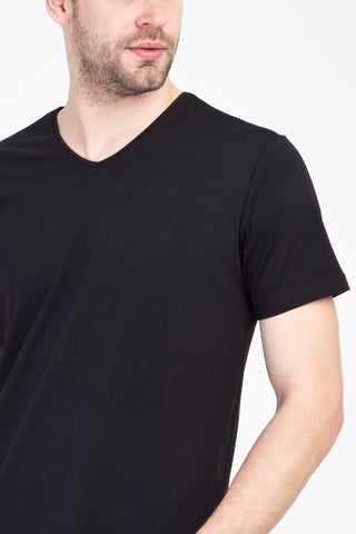  Siyah V Yaka Slim Fit Dar Kesim Tişört