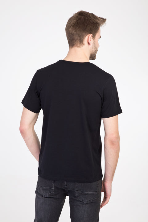 Siyah V Yaka Slim Fit Dar Kesim Tişört