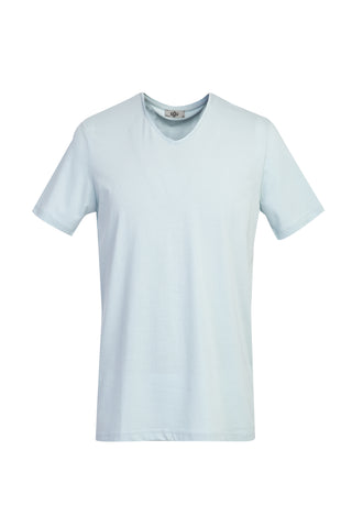 Açık Mavi V Yaka Slim Fit Dar Kesim Tişört