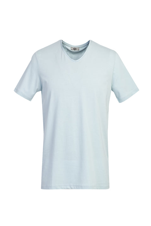 Açık Mavi V Yaka Slim Fit Dar Kesim Tişört