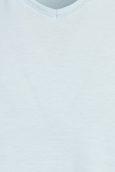 Açık Mavi V Yaka Slim Fit Dar Kesim Tişört