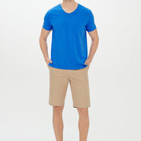 Kobalt Mavi V Yaka Slim Fit Dar Kesim Tişört
