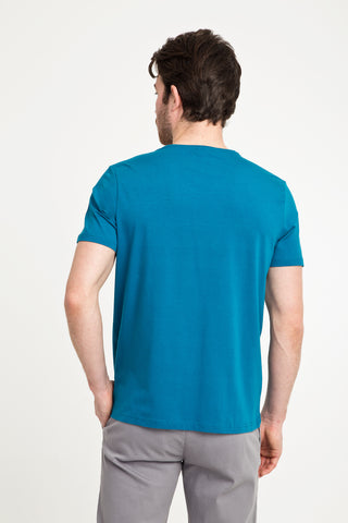  Petrol Yeşili V Yaka Slim Fit Dar Kesim Tişört