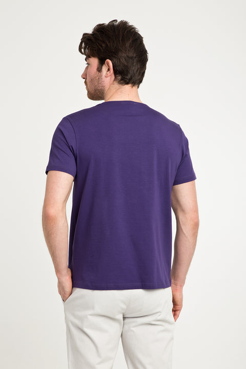 Mor V Yaka Slim Fit Dar Kesim Tişört
