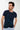 Koyu Lacivert Bisiklet Yaka Super Slim Fit Ekstra Dar Kesim Baskılı Tişört