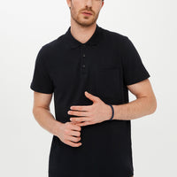 Siyah Cepli Polo Yaka Regular Fit Pamuk Tişört