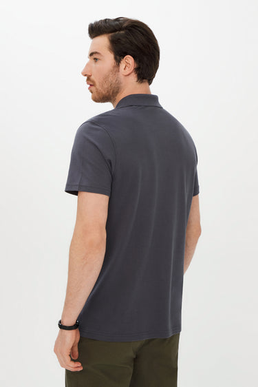 Orta Gri DÜZ POLO YAKA PİKE CEPLİ T-SHIRT
