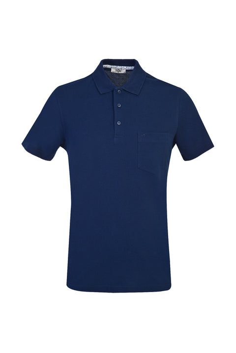 Orta Lacivert Cepli Polo Yaka Regular Fit Pamuk Tişört