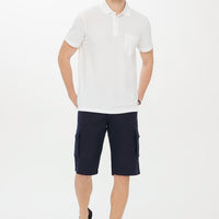 Beyaz Cepli Polo Yaka Regular Fit Pamuk Tişört