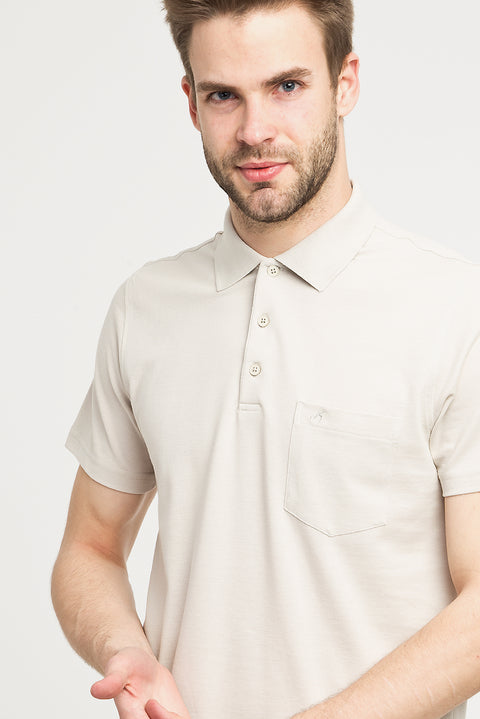 Taş Cepli Polo Yaka Düz Regular Fit Pamuk Tişört