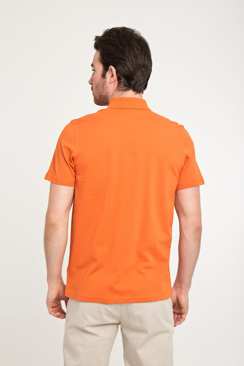 Bal Kabağı Cepli Polo Yaka Düz Regular Fit Pamuk Tişört