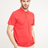 Koyu Nar Çiçeği Cepli Polo Yaka Regular Fit Pamuk Tişört