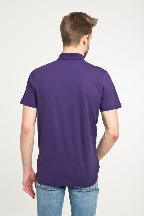 Mor Cepli Polo Yaka Regular Fit Pamuk Tişört