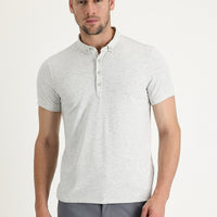 Açık Gri Melanj Yarım İtalyan Yaka Regular Fit Süprem Tişört