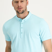 Su Mavisi Yarım İtalyan Yaka Süprem Tişört