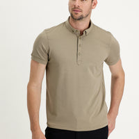 Koyu Vizon Yarım İtalyan Yaka Regular Fit Süprem Tişört