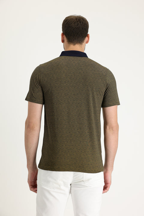 Bal Kabağı Polo Yaka Regular Fit Desenli Tişört
