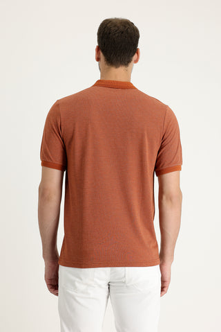  Kiremit Polo Yaka Regular Fit Desenli Tişört