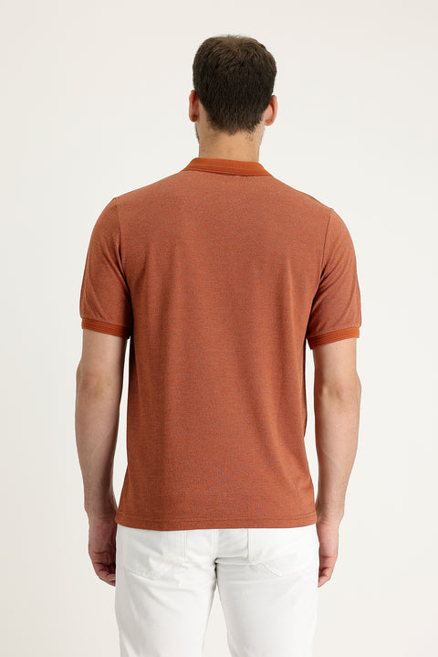 Kiremit Polo Yaka Regular Fit Desenli Tişört