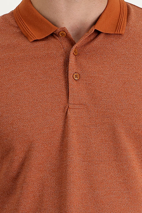 Kiremit Polo Yaka Regular Fit Desenli Tişört
