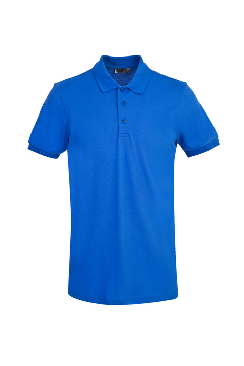 Kobalt Mavi Polo Yaka Slim Fit Dar Kesim Pamuk Tişört