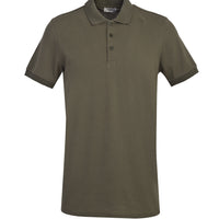 Orta Haki Polo Yaka Slim Fit Dar Kesim Pamuk Tişört