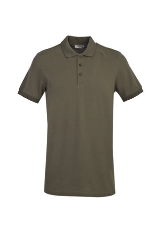  Orta Haki Polo Yaka Slim Fit Dar Kesim Pamuk Tişört