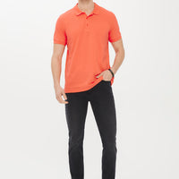 Mercan Kırmızı Polo Yaka Slim Fit Dar Kesim Pamuk Tişört