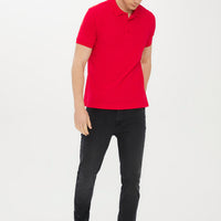 Bayrak Kırmızı Polo Yaka Slim Fit Dar Kesim Pamuk Tişört