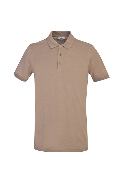Koyu Vizon Polo Yaka Slim Fit Dar Kesim Pamuk Tişört