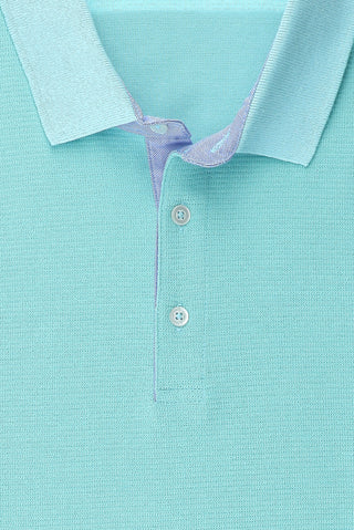  Koyu Mavi  Polo Yaka Slim Fit Dar Kesim Desenli Pamuk Tişört