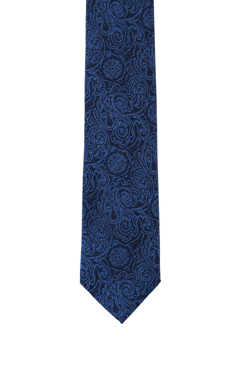Koyu Lacivert Desenli Kravat