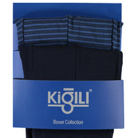 Uçuk Mavi 2'li Çizgili Pamuklu Süprem Boxer Seti