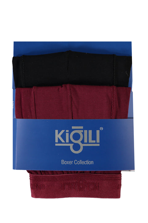 Şarap Bordo 2'li Pamuklu Süprem Boxer Seti