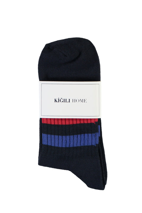 Orta Lacivert Spor Soket Çorap