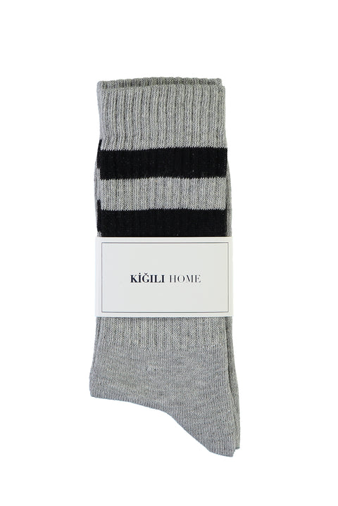 Orta Gri Melanj Spor Soket Çorap