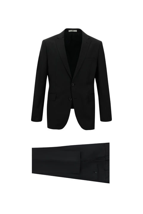 Black 7 Drop Slim Fit Narrow Cut Wool Suit