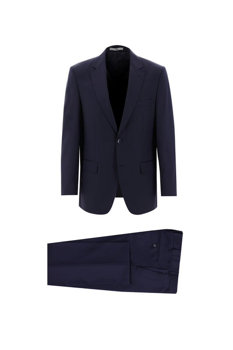 Koyu Lacivert 4 Drop Relaxed Fit Rahat Kesim Yünlü Takım Elbise