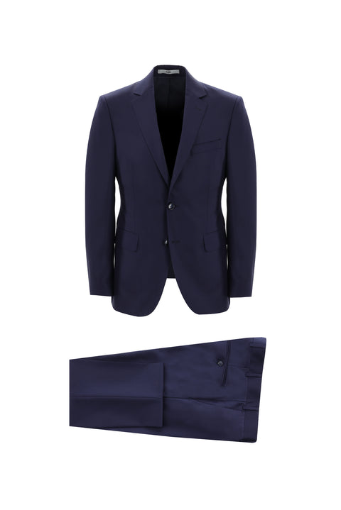 Koyu Lacivert 7 Drop Slim Fit Dar Kesim Yünlü Takım Elbise