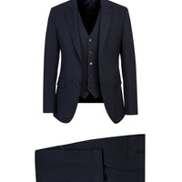 Dark Navy 4-Drop Relaxed Fit Suit with Vest